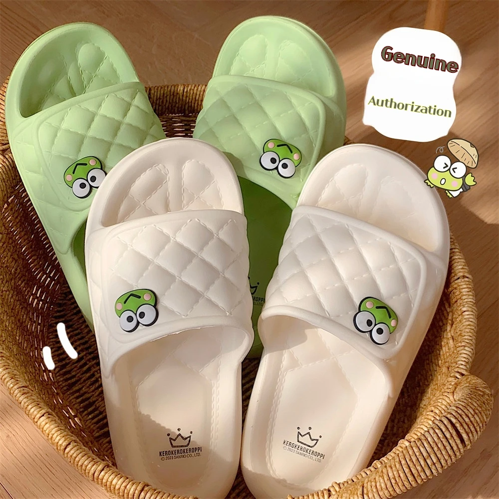 Cute Sanrio Soft-Soled Slippers Cartoon Keroppi Kuromi Cinnamoroll Home Indoor Eva Trampling Female Summer Sandals And Slippers