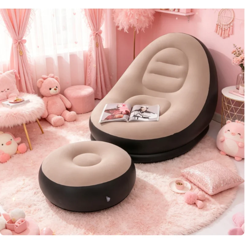 2026 New 2PCS Inflatable Chaise Lounge Set Portable Recliner with Footstool for Camping Garden