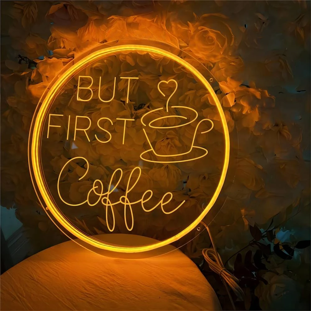 12 Colors But First Coffee Neon Sign Carve Led Lights For Coffee Bar Decoration Home Room Neon on The Wall Decor Support Custom