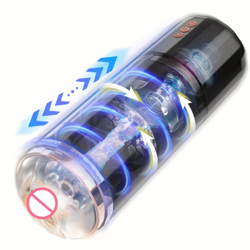 Realistic Sleeve Adult Sex Toys Automatic Male Masturbators Cup Thrusting&Rotating&Vibration Hands Free Pocket Straker 3D