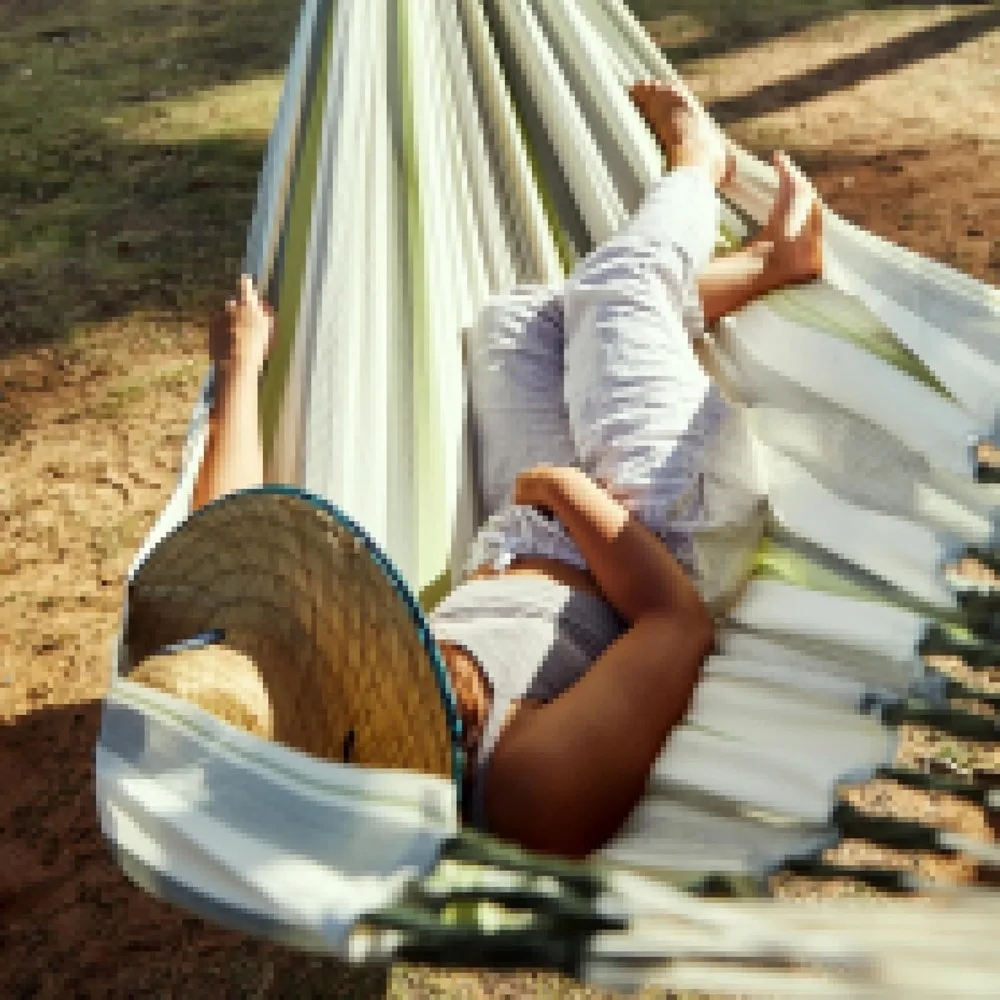 Double Large Outdoor Indoor Hammock Swing with Suspension Kit for Trees, Beams, and Posts - Weather Resistant, Classic Style, Co