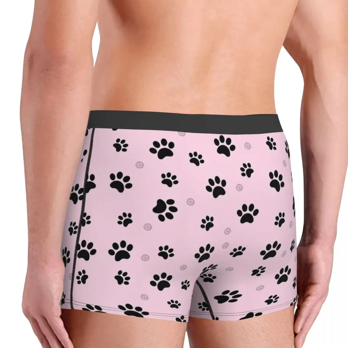 Men Pink Paw Underwear Novelty Boxer Shorts Panties Homme Polyester Underpants Plus Size