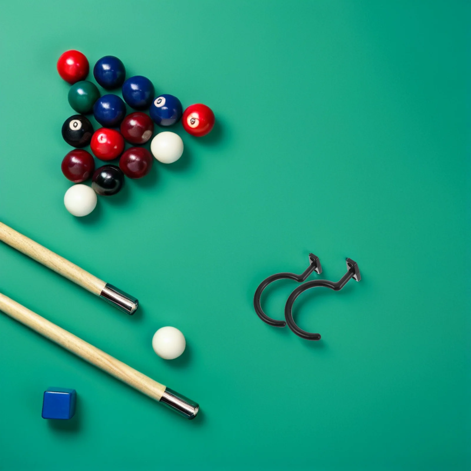 

4Pcs Pool Table Hook Sturdy Iron Cue Holder Rack Compact Design for Billiards Bridge Stick and Triangle Organizer Mountable Side
