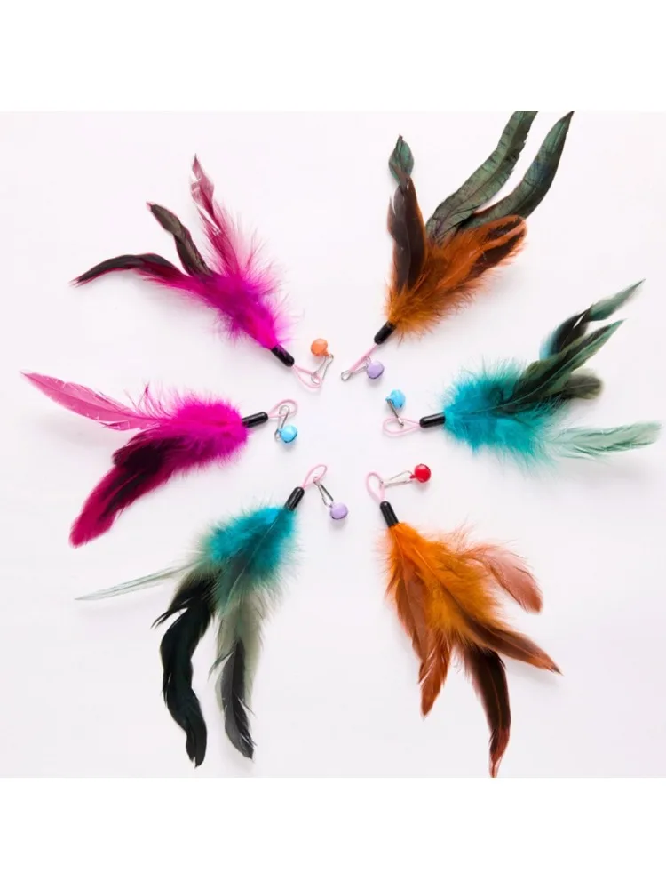 3 stks Mix Feather Vervanging Hoofd Kat Teaser Stick Huisdier Kat Speelgoed - afbeelding 2