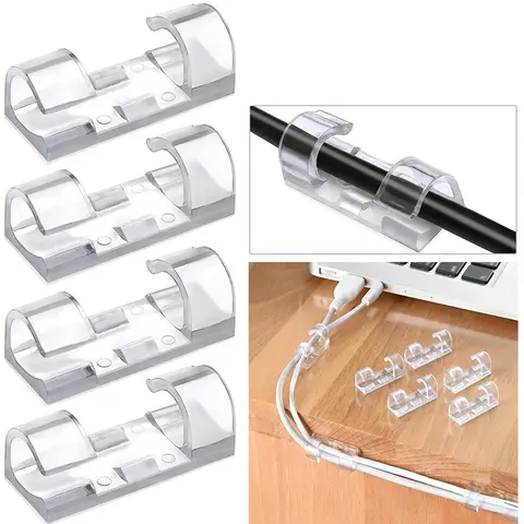 Cable Clips Organizer Drop Wire Holder Cord Management Self-Adhesive Cables Manager Fixed Clamp Wire Winder For Home Office Car