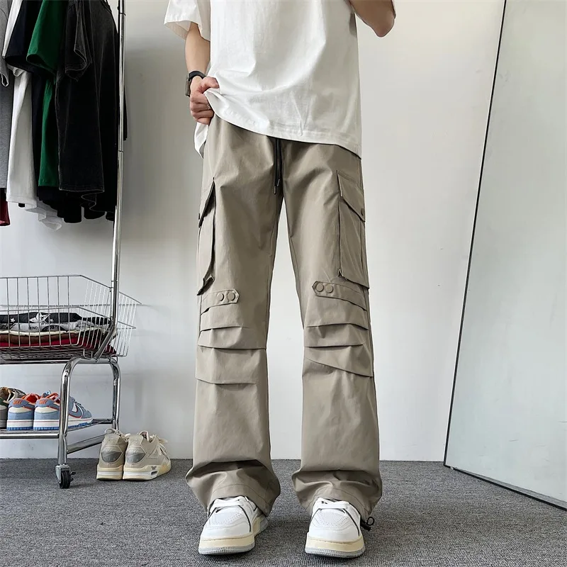 Männer High Street Arbeitskleidung Fallschirmjäger Track Hosen Männer Lose Gerade Casual Hosen Trendy Marke Funktionelle Sport Breite Bein Hosen