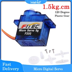 1.5kg.cm Micro Servo Motor 4.8V 6V Servo Arm 120 Degree for Remote Control Helicopter Drones Arm RC Cars DIY Robot Toy 9g FS90