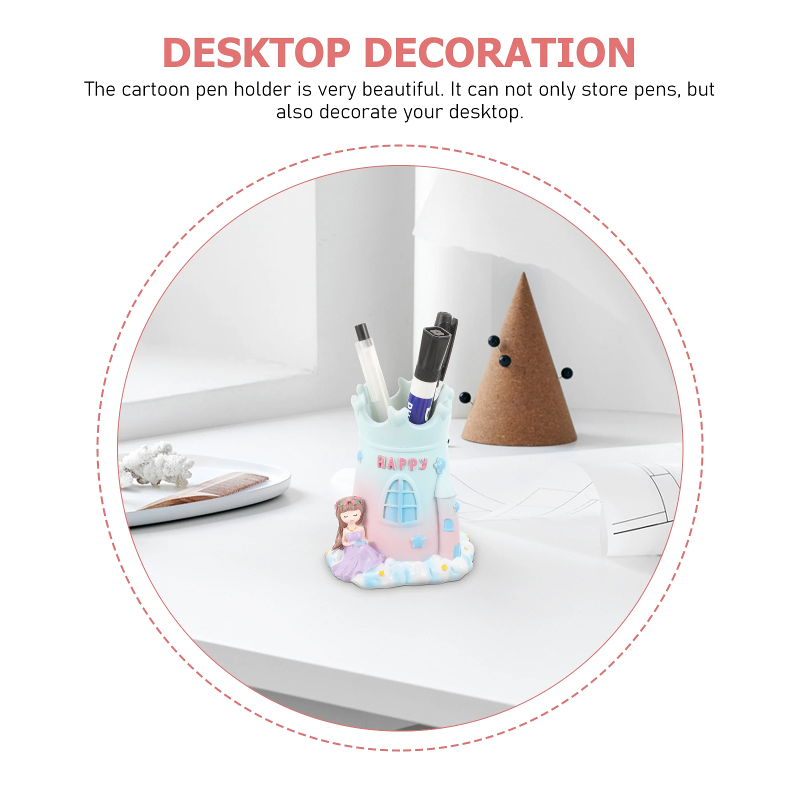 

Cute Girl Pen Holder Multifunctional Storage Pencil Cup Resin Blue Desk Decor ganizer for Pens Art Supplies Marker Storage