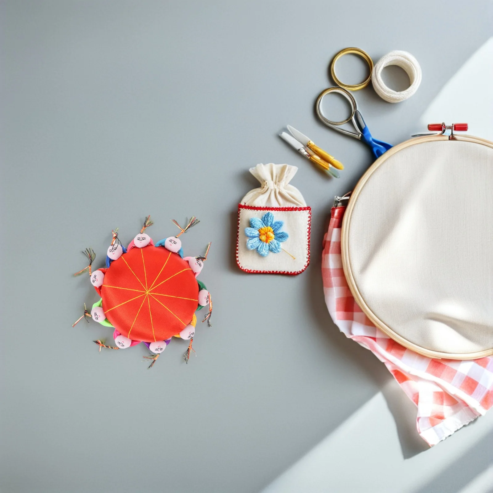 

2Pcs Sewing Needle Holder Pin Cushion Vintage Embroidered Design for Needle Storage and Craft Tool Organization in Quilting Or