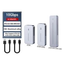 Caja M.2 NVMe NGFF SSD, aluminio CNC USB 3,2 Gen 2 10Gbps PCIe NVME 6Gbps SATA MKey M & BKey M.2 funda para M2 2230 2242 2280