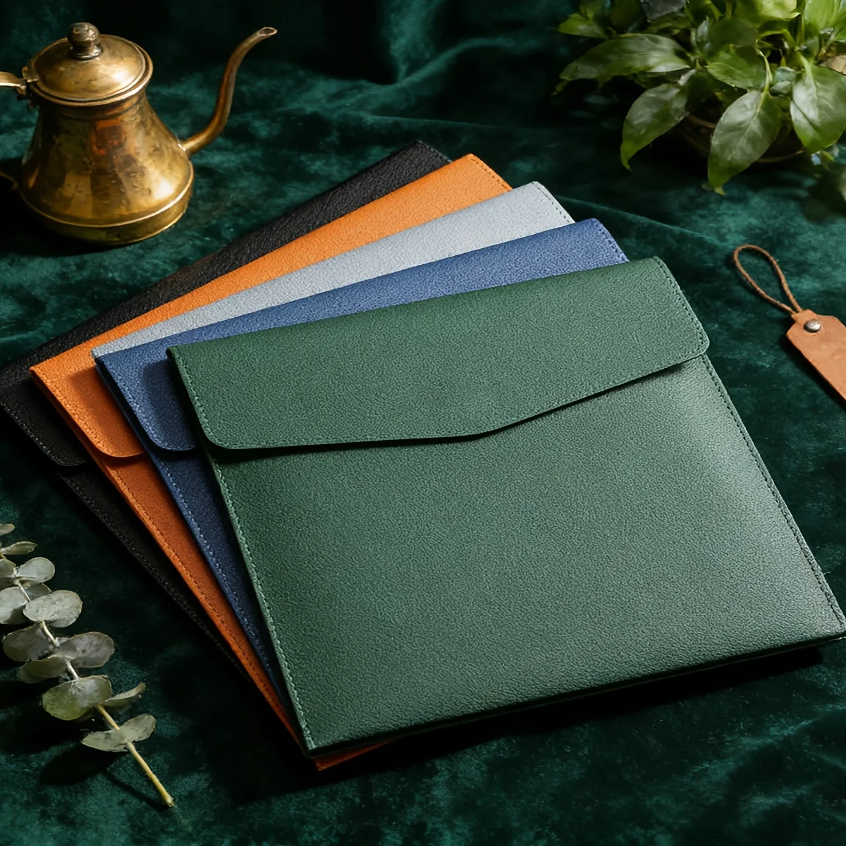 

Multi-color PU Leather Envelope Folder, A4 Document Organizer for Office & Business Use