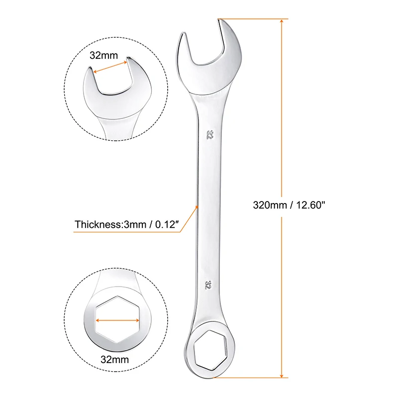 1pc 15-32mm Open Box Ende Kombination Schlüssel Carbon Stahl Geöffnet Ring Combo Spanner Haushalt Auto Reparatur metric Hand Werkzeuge