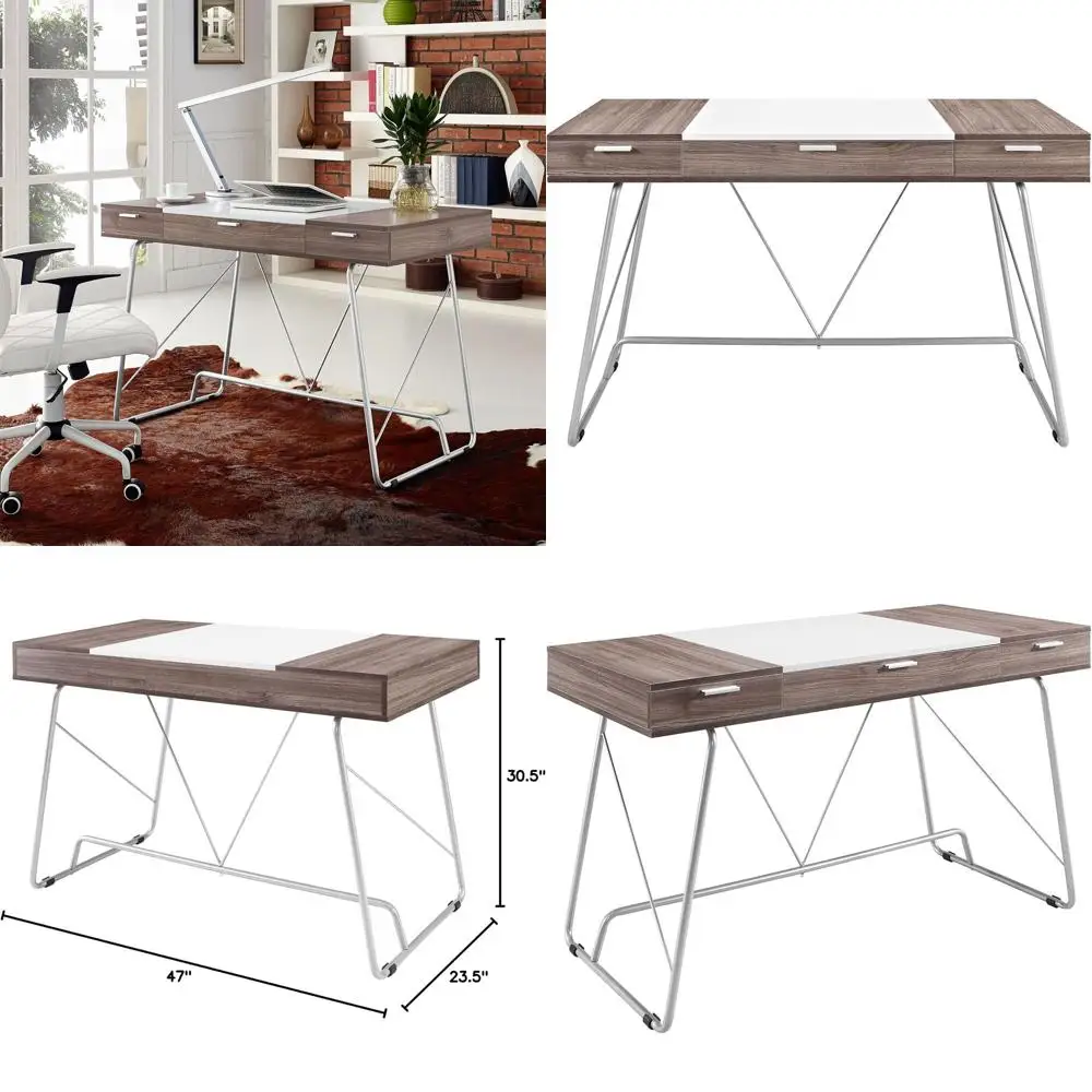 

Офисный стол из березового дерева с выдвижными ящиками для хранения