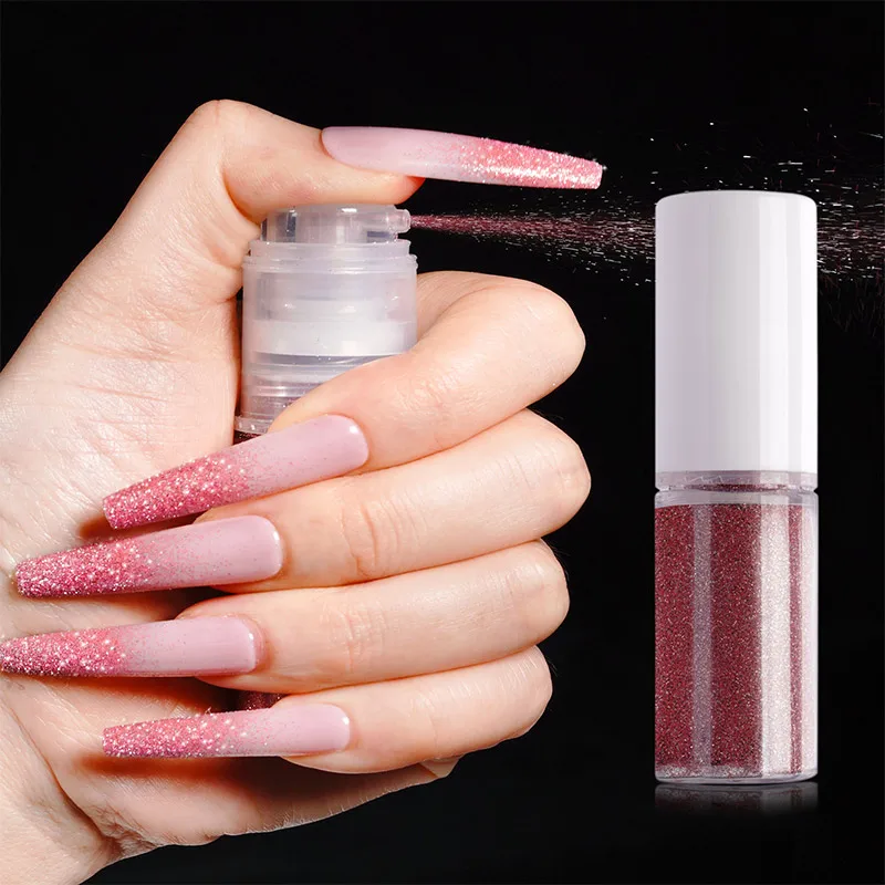 Diamond Nail powder spray new 12 colors gradient aurora fairy pink shine Spray powder flash women Nail decoration Pink Series