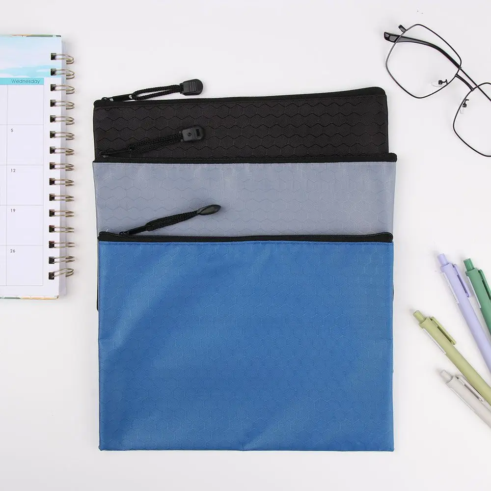 1pc Oxford Cloth File Folders Stationery Bag Test Paper Storage Bag Waterproof Pen Bag Zipper Pencil Case Document Bag