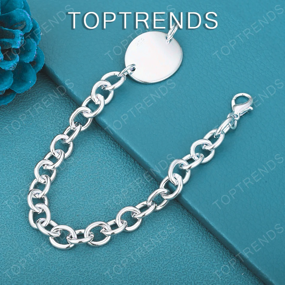 

Популярный браслет из стерлингового серебра 925 пробы с круглой подвеской для мужчин, модные ювелирные изделия, элегантные украшения, аксессуары для свадьбы, вечеринки, простой подарок.