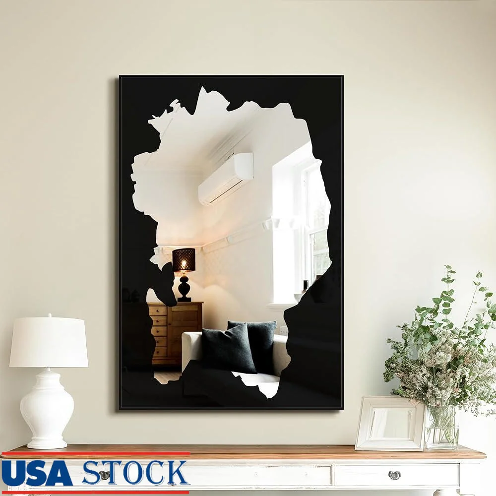 

Modern Artistic Rectangle Wall Mirror High Definition Reflection Durable Aluminum Frame Explosion Proof Design Easy Installation