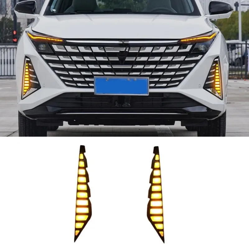LED Front Fog Light Turn Signal Light Accessories For Changan UNI-Z UNIZ DRL Daytime Running Lights Whit+ Yellow Light