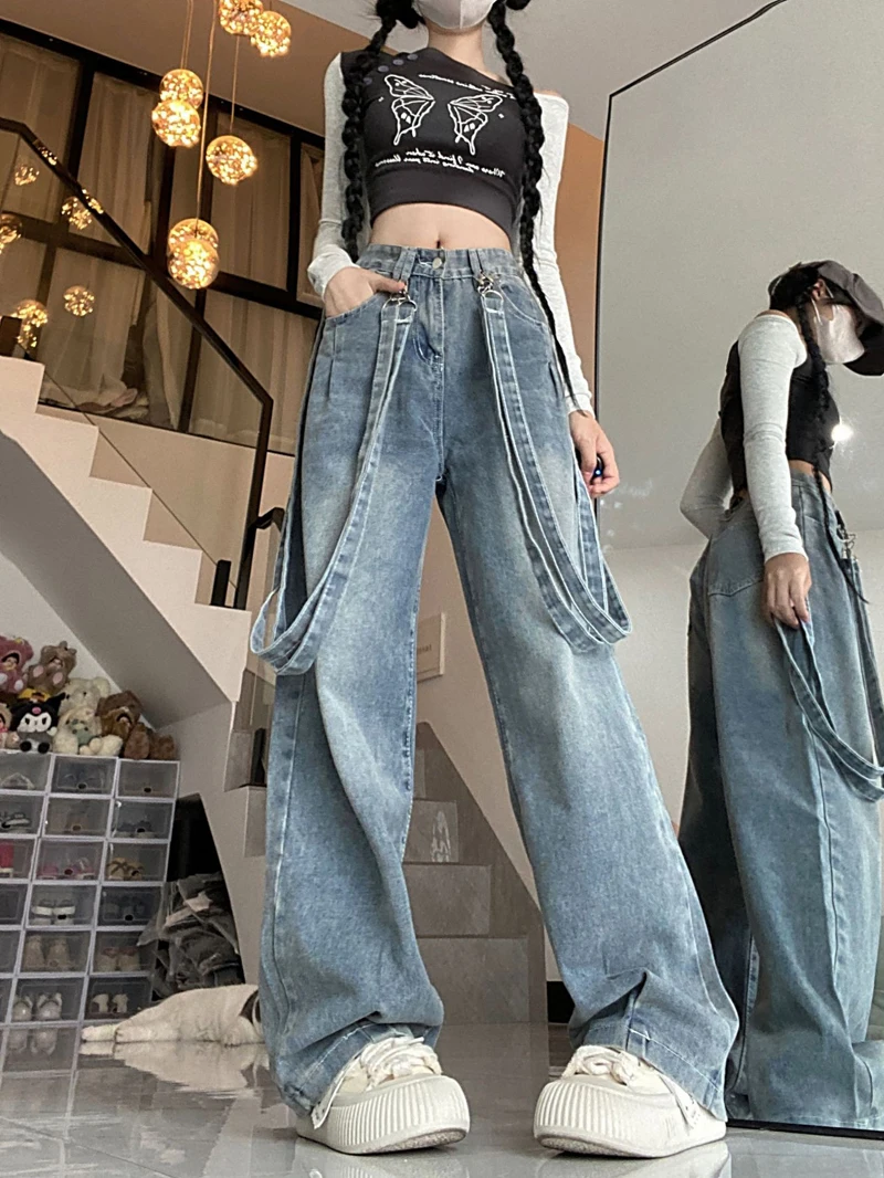 Elegant Jumpsuits for Woman Yellows Student Reducing Denim Preppy Chic Summer College Comfy Drape Garment Vertical Mori 2025