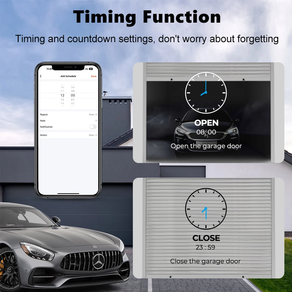 Tuya WiFi Smart Garage Door Opener Controller Motorized Door Opener Wireless Remote Works With Voice Control Alexa Google