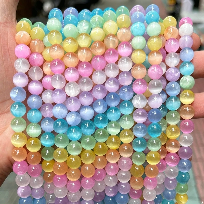 Natural Multicolor Selenite Stone Dyed Color Barrel Shape Beads Smooth Loose Spacer For Jewelry Making DIY Necklace Bracelet view 4