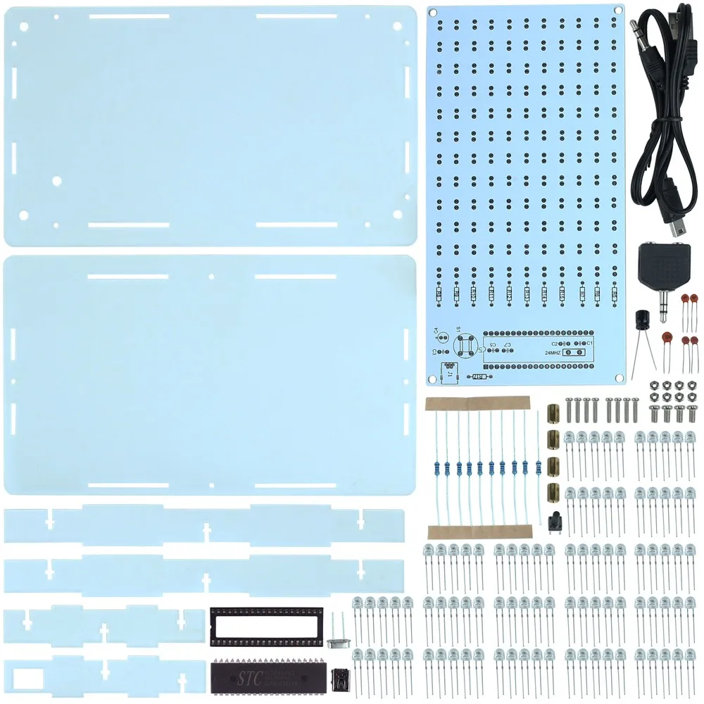 DIY Kit LED Music Spectrum Audio Level Indicator 5-Color Display Red/Yellow/Green/Blue/Pink Flashing Electronic Soldering Suite