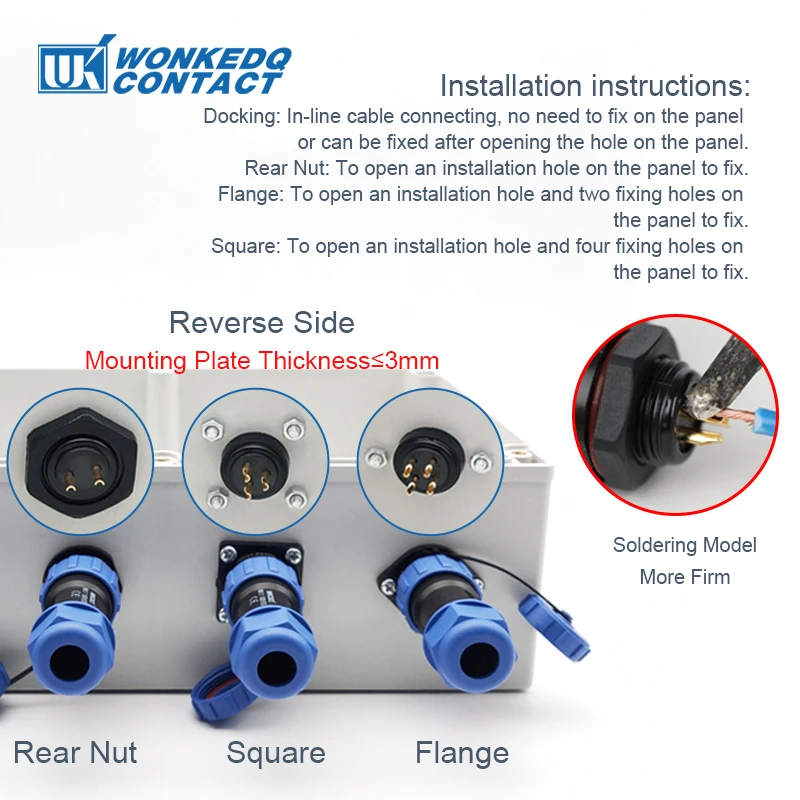 SP17 Panel Mount Waterproof Connector IP68 2/3/4/5/6/7/9/10 Pin Back Nut Male Female Set Socket Aviation Plug Wire Connector