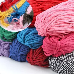 10Yards 5mm Colored Twisted Cord Rope 100% Cotton Rope Cords Craft Decorative Twisted DIY Handmade Bag Drawstring Accessories