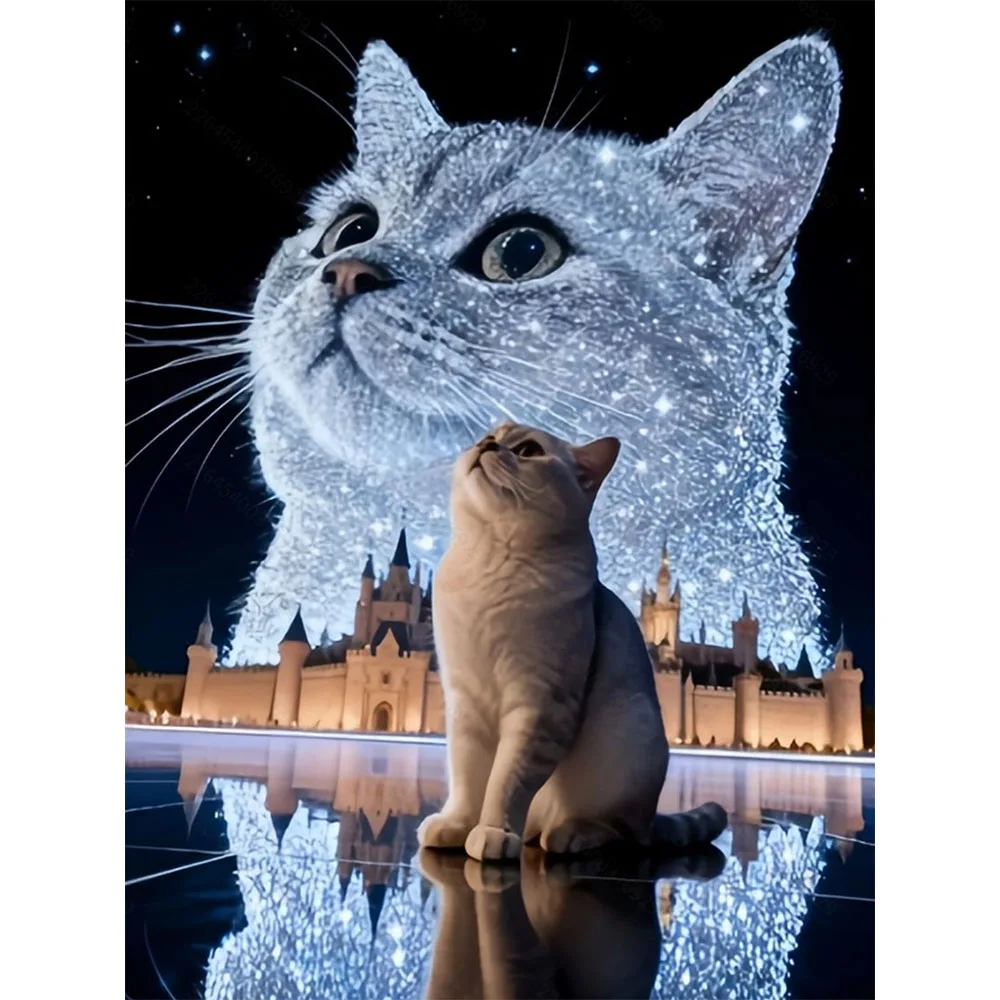 Diamantmalerei-Set mit Katzenmuster, DIY-Diamantmalerei-Set für Erwachsene zur Heimdekoration, rahmenlose Bastelarbeiten für Erwachsene