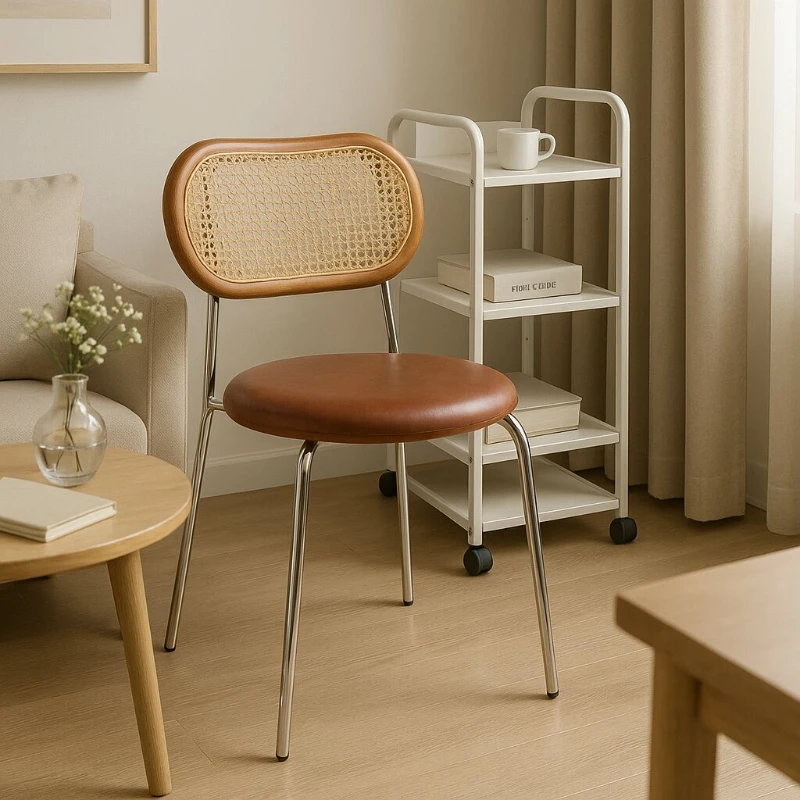 

Modern Living Room Dining Chair, Leisure Backrest Outdoor Stool，Plastic Rattan Chair, Stackable Dining Chair for Home