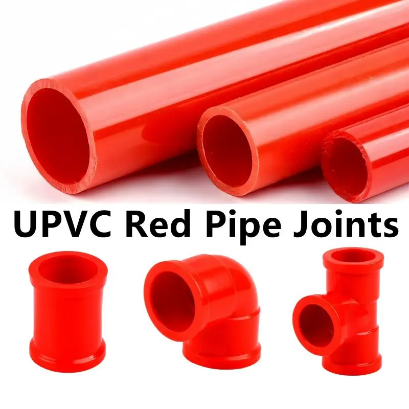 1PC I.D 20~63mm Red UPVC Straight Elbow Tee Pipe Aquarium Tank Fittings Garden Irrigation System Accessories Hi-quality Joints