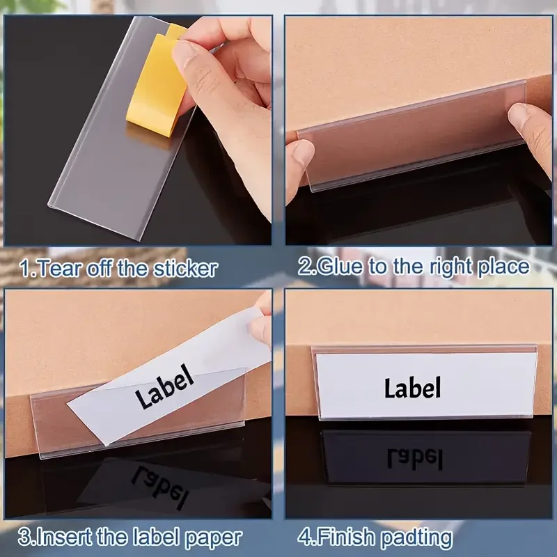 100Pcs Clear Plastic Label Holder Price Tag, Shelf Label Clip Removable Label Holder For Storage Bins Basket Labels