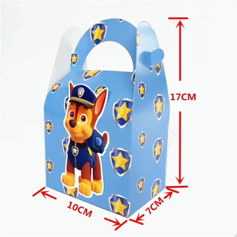 6pcs/set Paw Patrol Party Candy Box Decoration Supplies Cartoon Chase Skye Disposable Paper Box for Boys Children Birthday Gifts