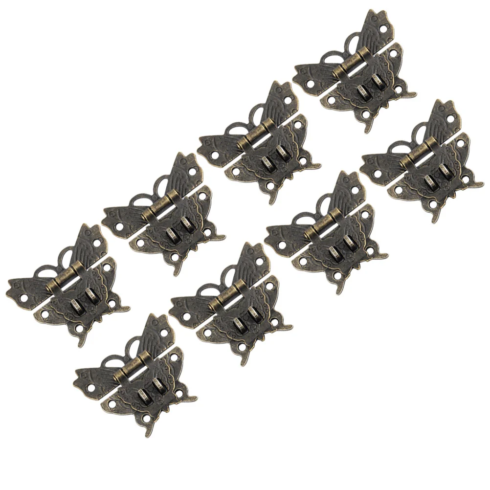 

8pcs Retro Latch Buckle Brass Plating Shaped Alloy Lock Box Hardware Double Holes Vintage Wooden Case Hasps For Jewelry