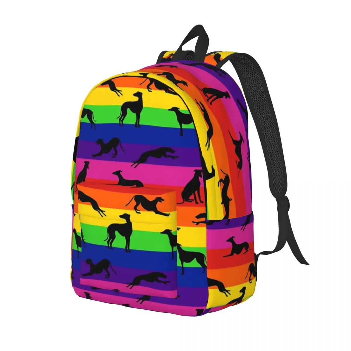 Greyhound Silhouettes for Teens Student School Bookbag Whippet Sighthound Dog Canvas Daypack Middle High College Travel