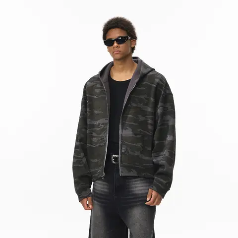 ZODF Retro Vinter 350gsm Tvättad Fleece Hoodies Med Dragkedja För Herrar Unisex Lös Passform Boxig Stil Tjock Varm Hoodiejacka Outfits HY0042 10 best sales huvtröja med boxig passform - №7