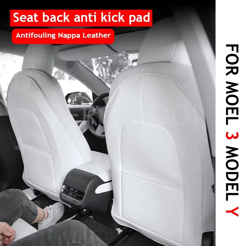 For Tesla Model 3 Y Seat Back Anti-kick Pad 8 Grade Anti Fouling Nappa Leather Anti Dirty Mat Rear Row Full Surround Protector