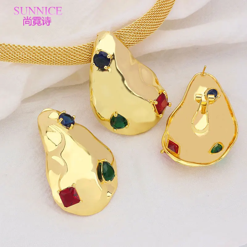 New Design Dubai 18k Gold Plated Jewelry For Women 2022 Brazilian Necklace Earrings Set Italian Expensive Wedding Bijoux Femme