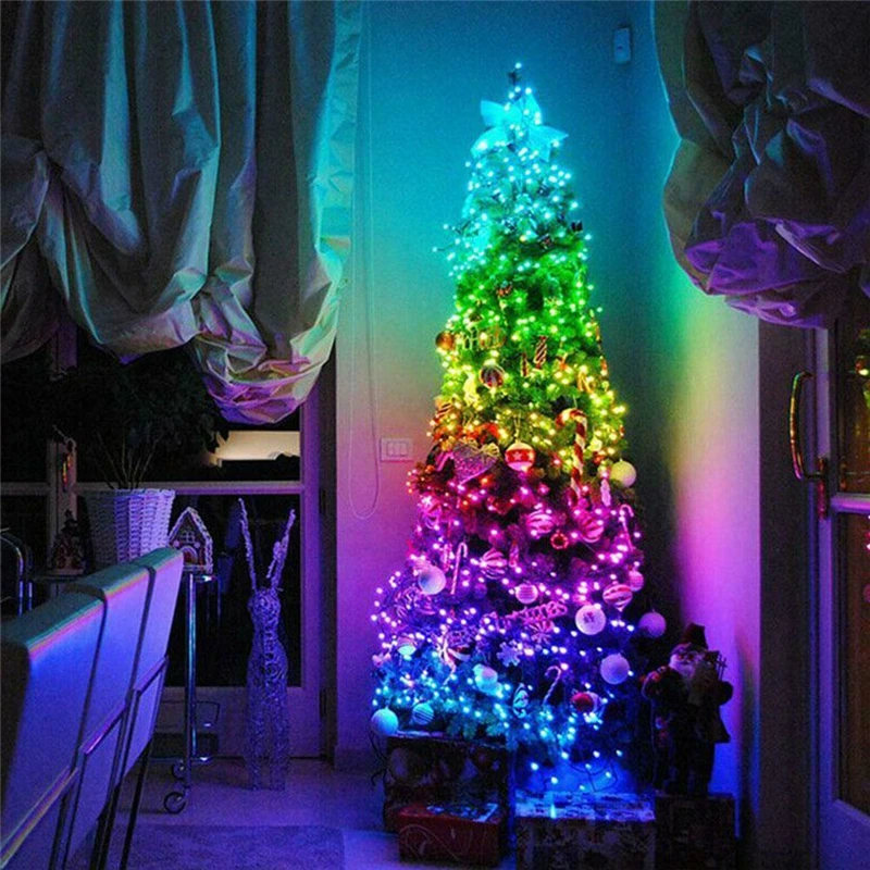 10/20m 200 LED Bluetooth Copper Wire Music Rgb Light String App Control Usb String Light Curtain Discoloration Decorative Lights image 5