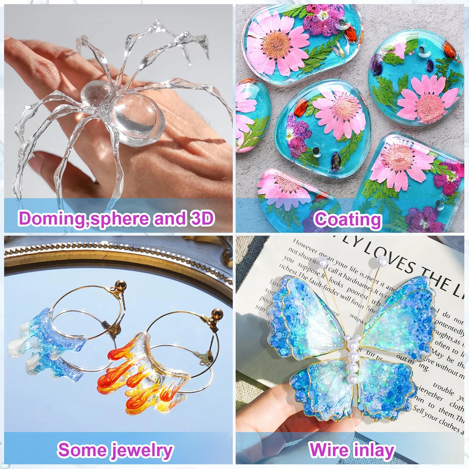 Kits de resina UV de 50 g con lámpara. Resina epoxi impermeable, curado por UV. Para la creación de joyas DIY. Alta transparencia, secado rápido y gran dureza. Ideal para pegar vidrio, metal y madera 1-5pcs.