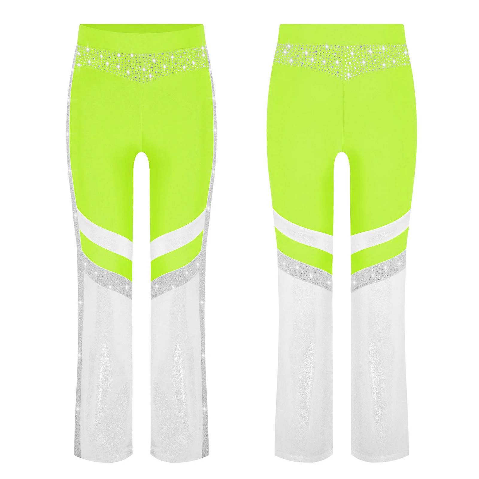 متوهج السراويل الاطفال الفتيات اللون كتلة مرونة الخصر مشاعل جرس القاع السراويل الجمباز اليوغا البهلوانية ملابس رقص الباليه #4