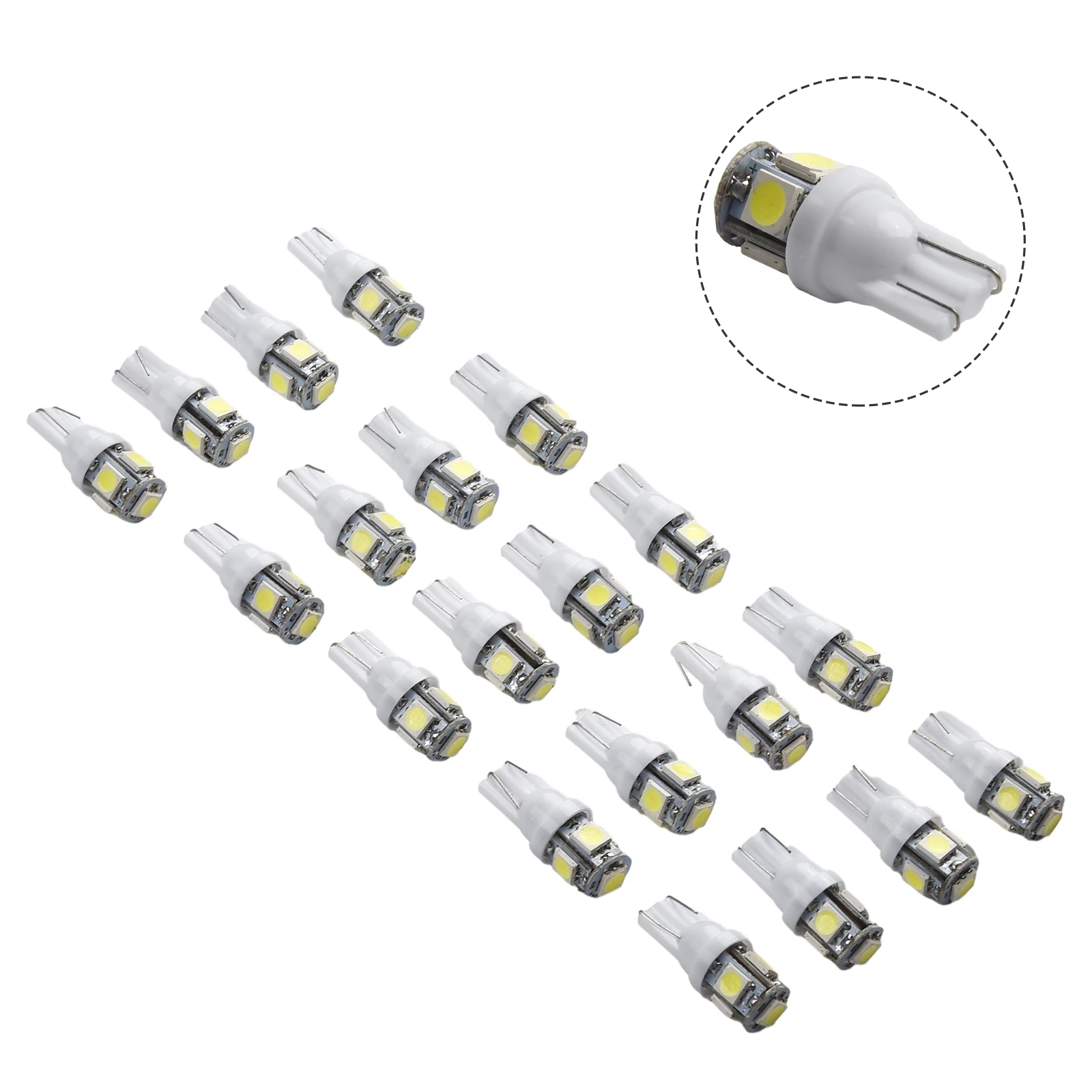 10pair Car LED Bulbs For T10 5050 White License Plate Interior LED Reading Lights 6000K 5W White LED Signal Lights Auto Parts