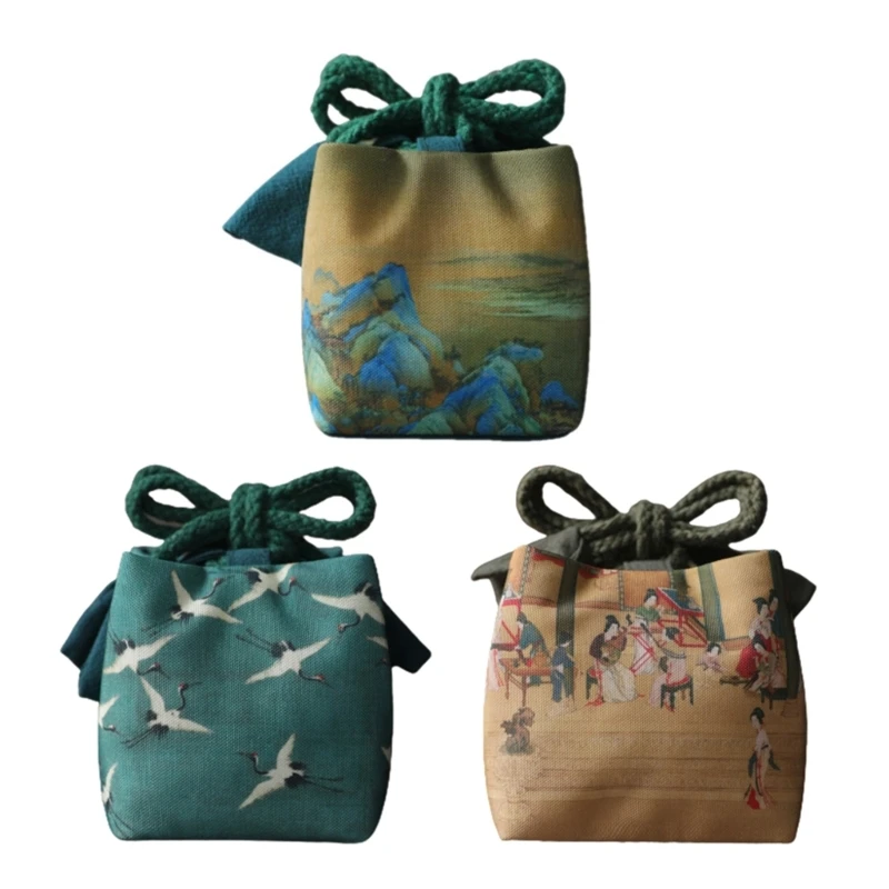 

Teaware Storage Bag Drawstring Travel-Tea Cup Bag Teapot-Carrier Outdoor Printed