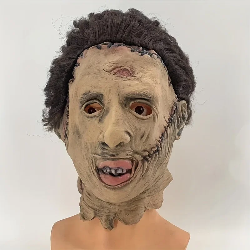 Halloween Horror Mask The Texas Chain Saw Massacre Fur Mask Head Cover Film Decorative Props Latex Ball Mask Headgear