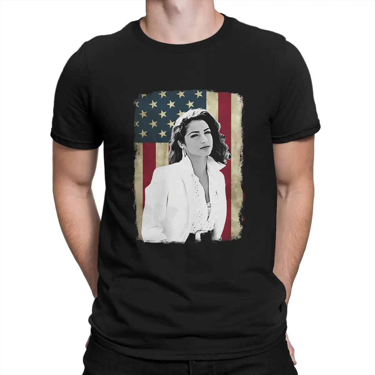 G-Gloria Estefan Singer Creative TShirt for Men Vintage American Gloria Flag Estefan Legend Round Neck Basic T Shirt Hip Hop