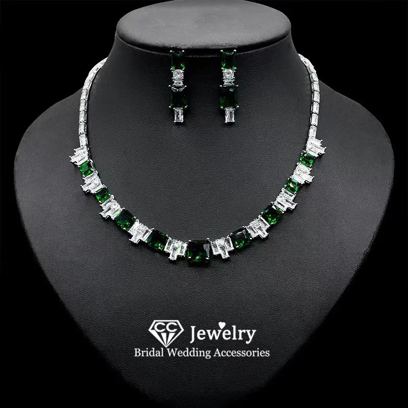 

CC Trendy Necklace Earring Set Wedding Events Women Accessory Bridal Jewelry Engagement Bijoux Shining Crystal Jewelry Set HL106