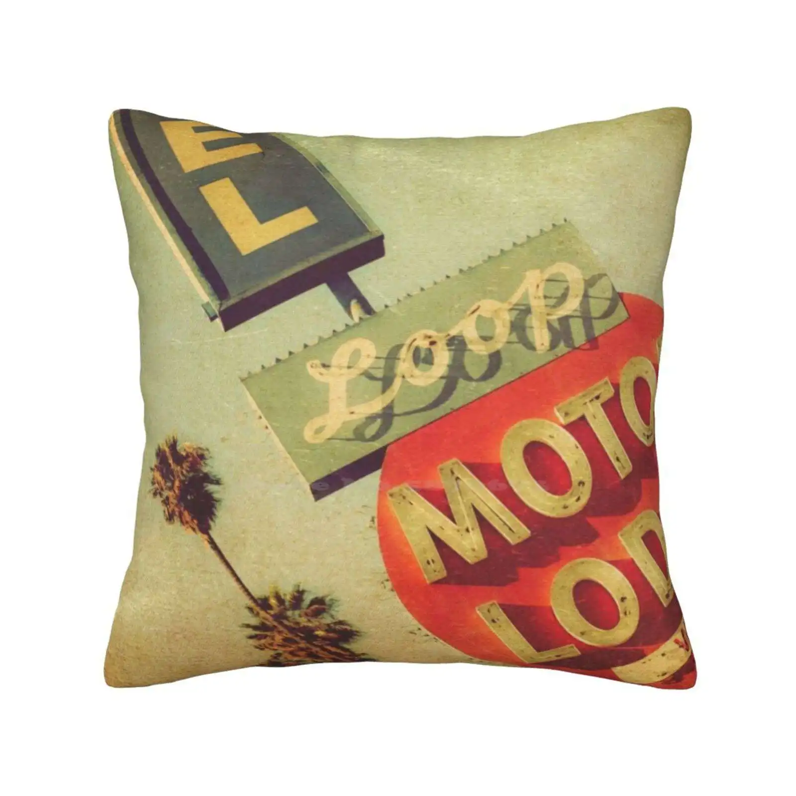 Loop Motel Pillows Case Bedroom Home Decoration Motel Vintage Loop Neon Retro Ventura California Kitsch Signage Architecture