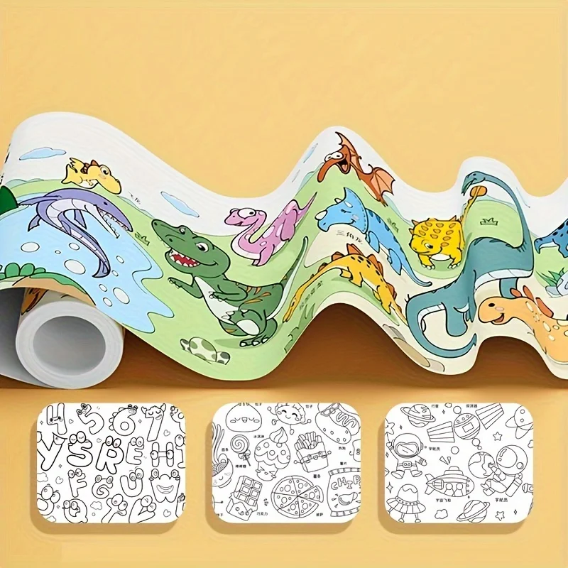 Un super lungo 118. Rotolo di carta per doodle fai da te da 11 pollici - Pratica da colorare e disegno per bambini, giocattolo educativo, adatto per artigianato creativo, temi: principessa, dinosauro, trasporto - Regalo e decorazione ideale per le vacanze, Halloween, regalo di Natale.