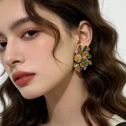 Women's Summer Lovely Daisy Earrings Colorful Enamel Floral Stud Earrings Statement Jewelry for Daily Wear Accessories