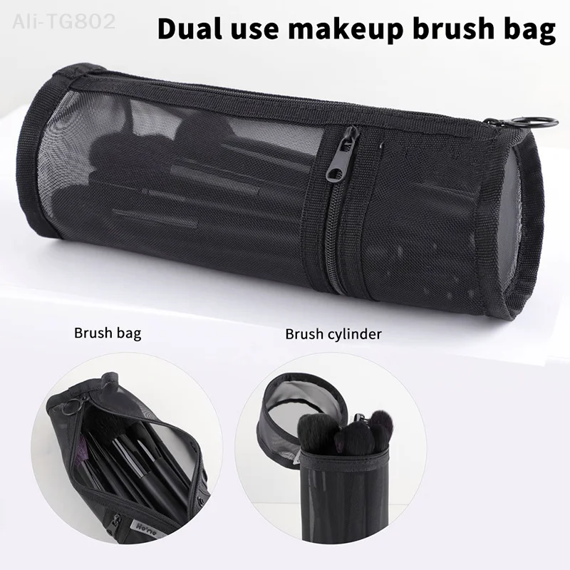 1 Stück Netz-Kosmetikpinselhalter mit Doppelfunktion, Reise-Kosmetiktasche, Organizer, Standbeutel für Pinsel, Stifte, Tuben, Kosmetikwerkzeuge